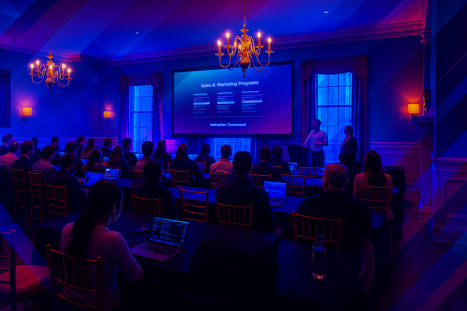 Tournament participants in session